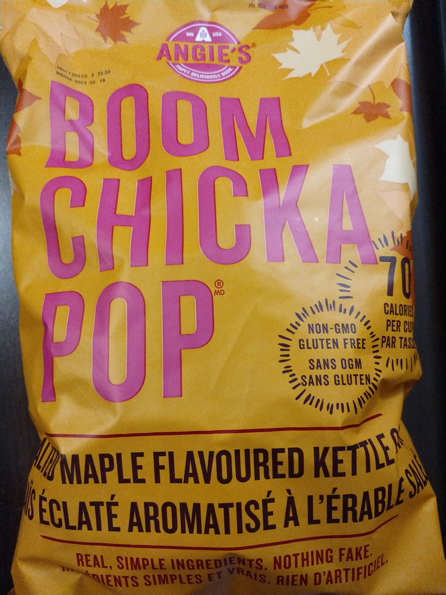 Angie’s BOOMCHICKAPOP – Salted Maple Flavoured Kettle Corn